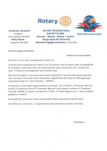 Lettera agosto 2015 Rotary PSG