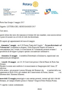 Lettera del mese Maggio 2017